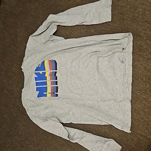 Nike Gray Long Sleeve Kids Shirt with Multicolor Logo